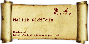 Mellik Alícia névjegykártya